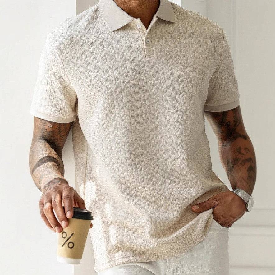 Men’s Textured Knit Polo Shirt – Short Sleeve