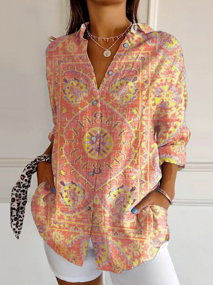 Women’s Vintage Casual Button-Up Shirt