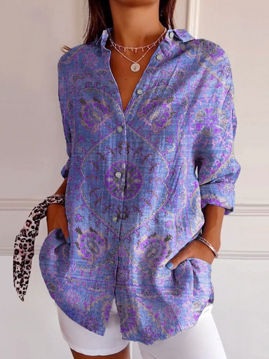 Women’s Vintage Casual Button-Up Shirt