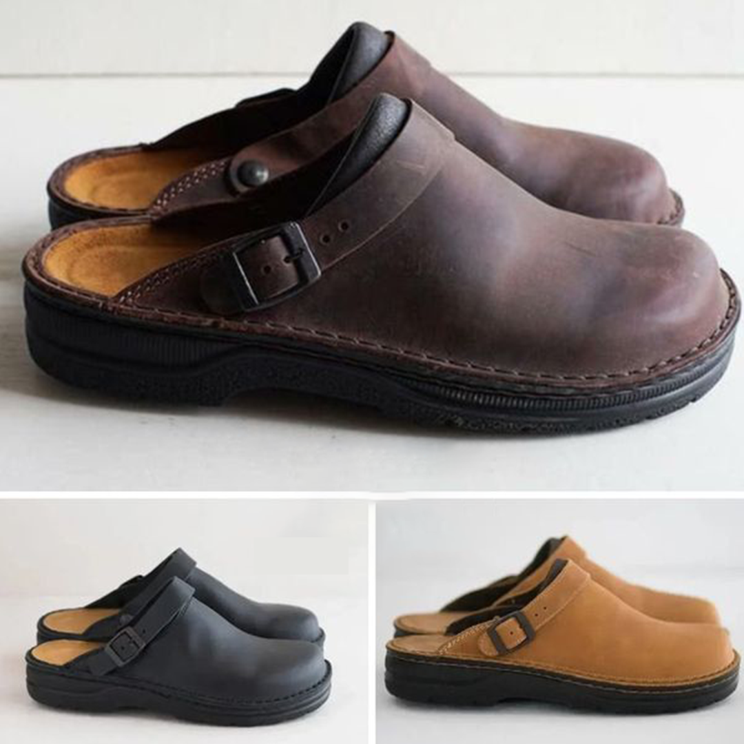 Men’s Leather Clogs – Cushioned Slip-On Shoes