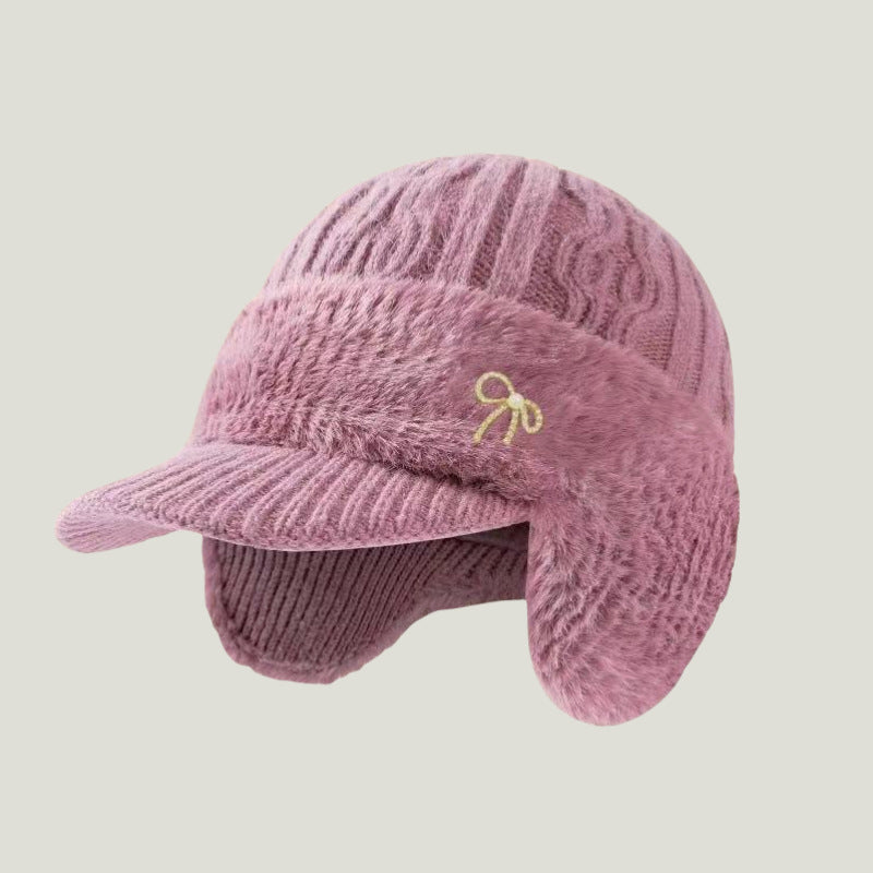 Winter Trapper Hat with Knit Ear Flaps