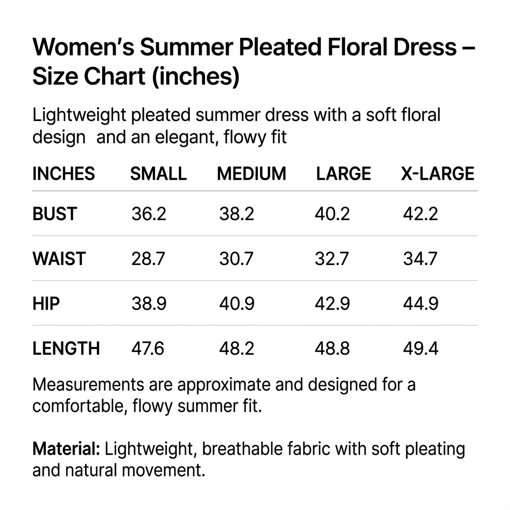 Chloe – Women’s Summer Pleated Floral Dress