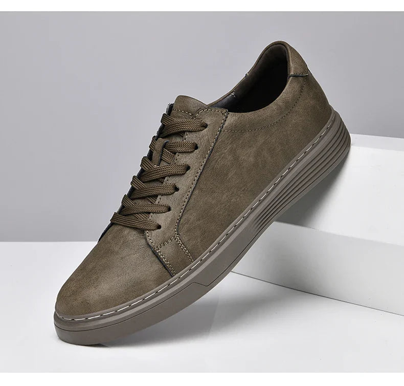 Men's Genuine Leather Minimalist Sneakers