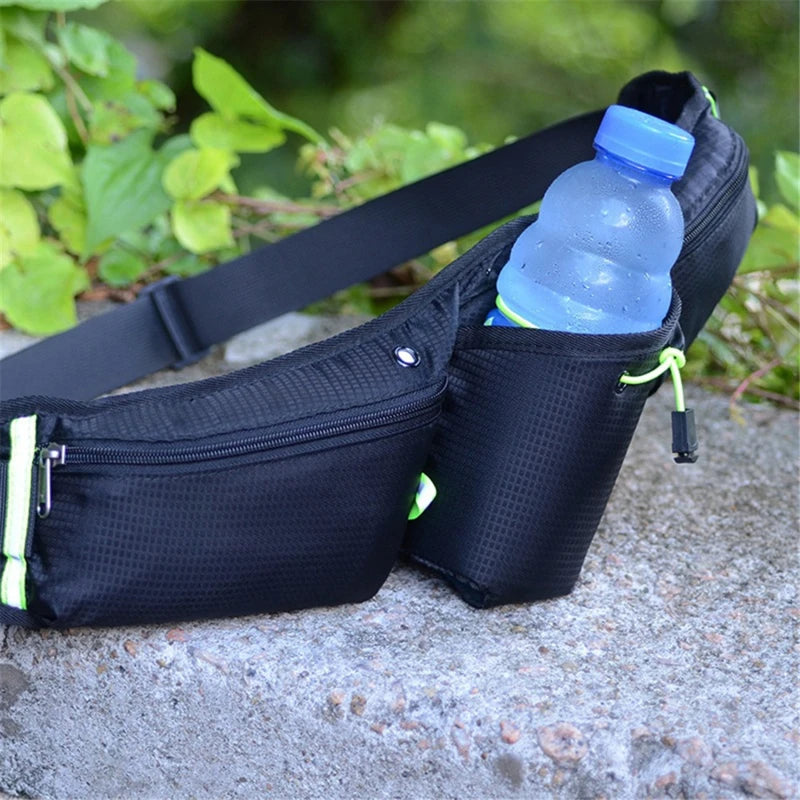 Waterproof Running Belt with Bottle Holder - No Bounce Waist Pack