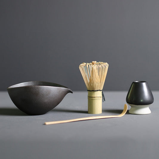 Ceremonial Matcha Tea Gift Set - 4-Piece Bamboo Whisk Ceramic Bowl