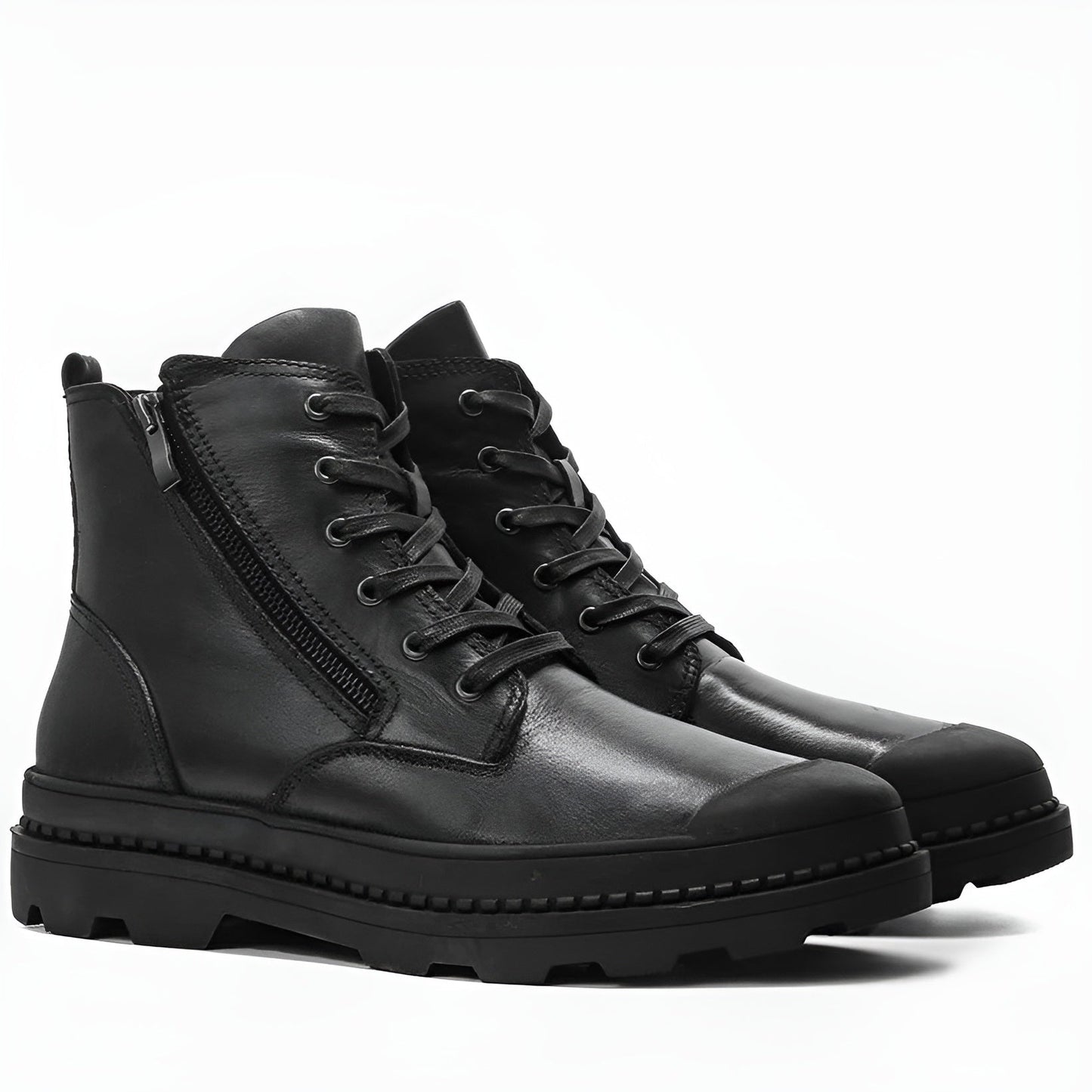 Men’s Vintage Leather Boots with Side Zip