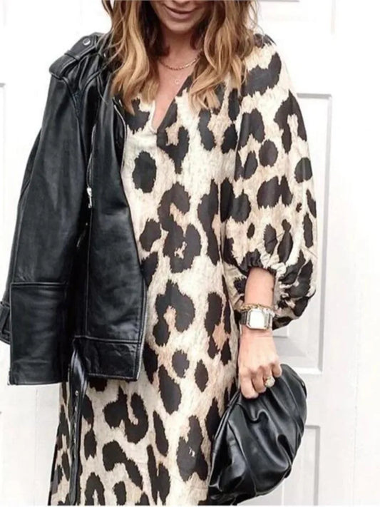 Bianca – Women’s Summer Dress, Elegant Leopard Print