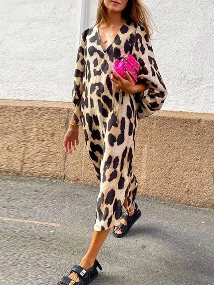 Bianca – Women’s Summer Dress, Elegant Leopard Print