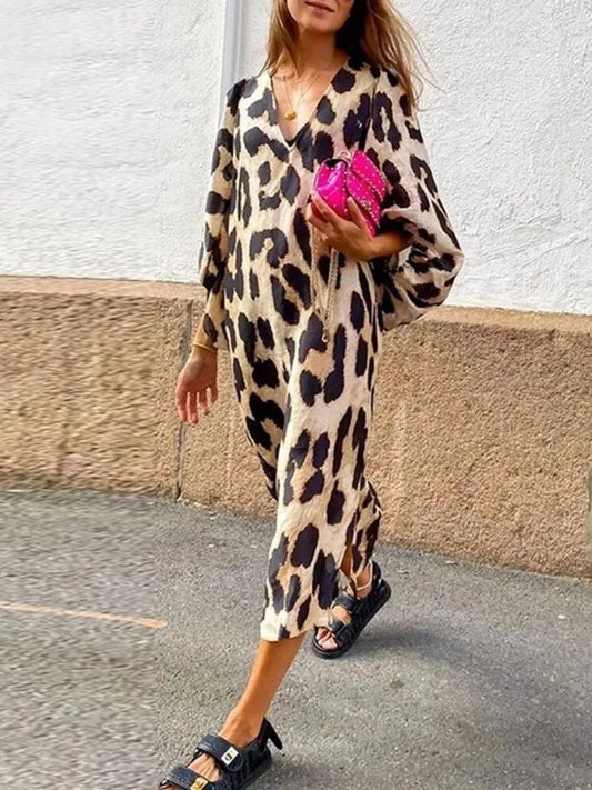 Bianca – Women’s Summer Dress, Elegant Leopard Print
