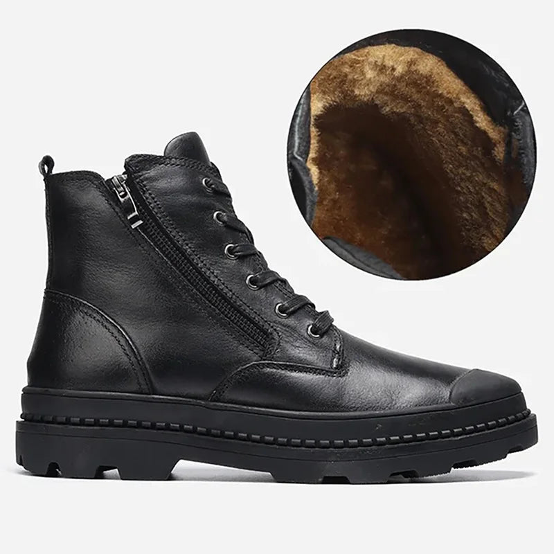 Men’s Vintage Leather Boots with Side Zip