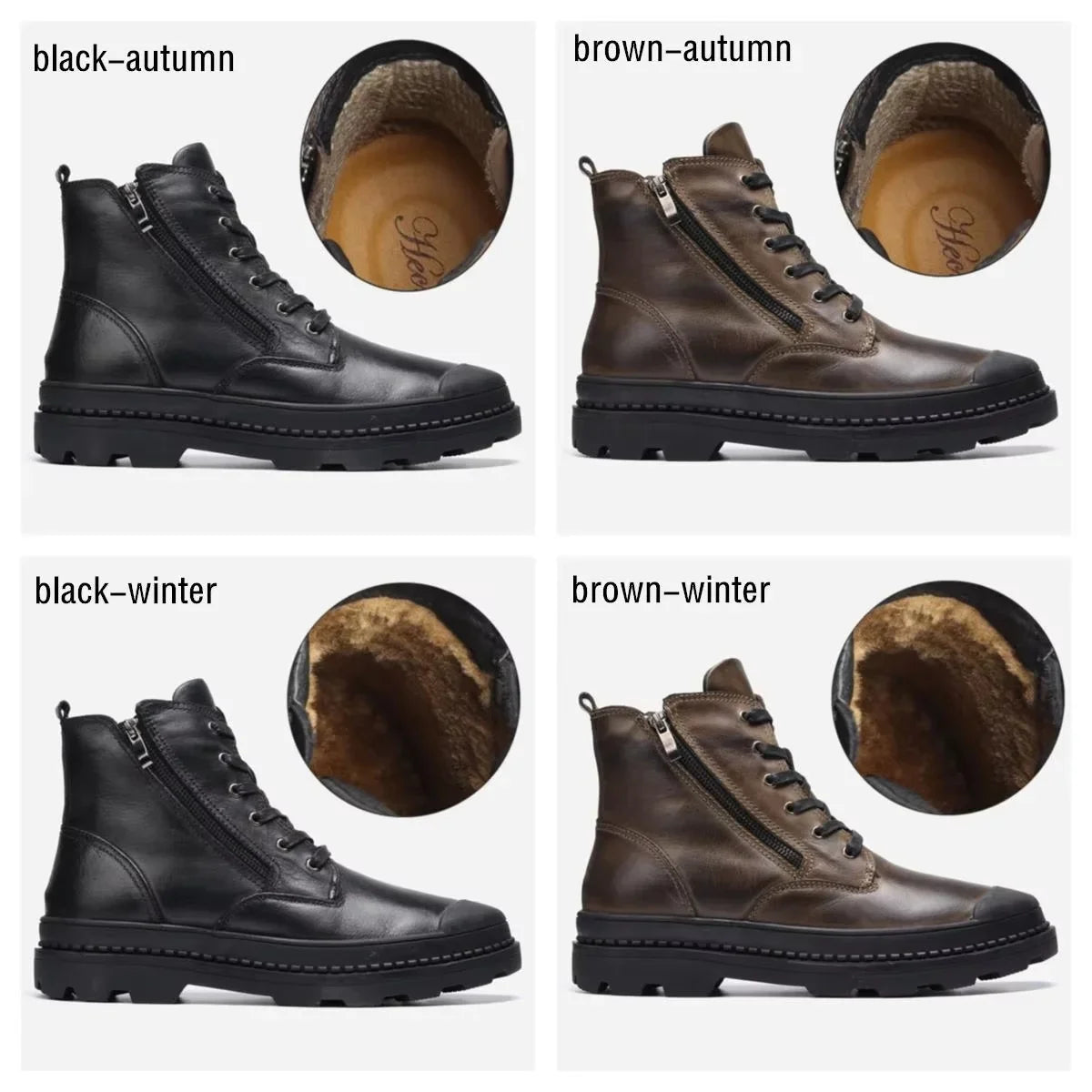 Men’s Vintage Leather Boots with Side Zip