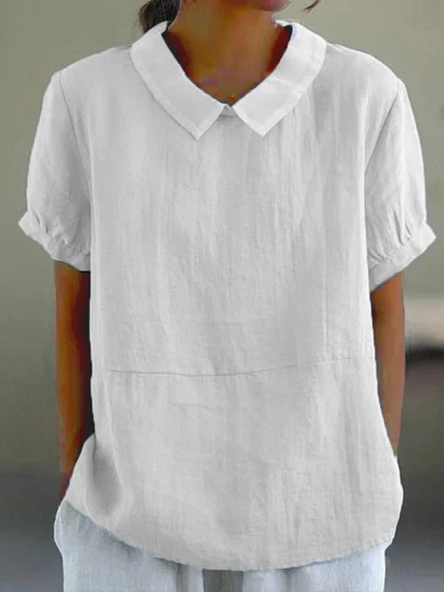Women’s Linen Top with Peter Pan Collar