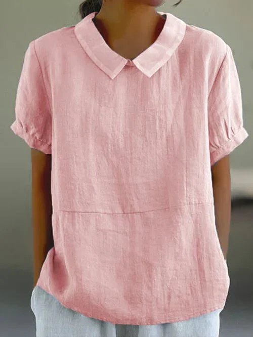 Women’s Linen Top with Peter Pan Collar