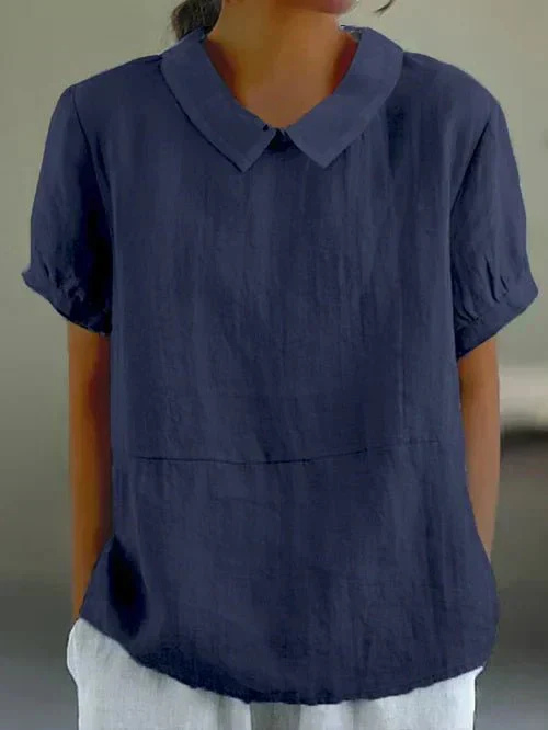 Women’s Linen Top with Peter Pan Collar