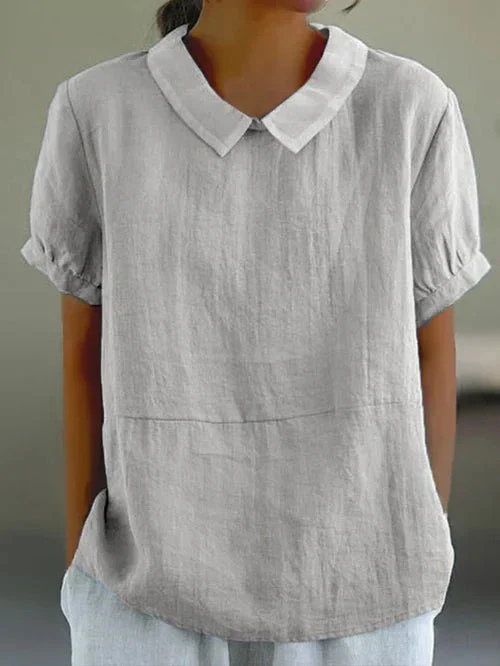 Women’s Linen Top with Peter Pan Collar