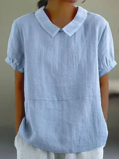 Women’s Linen Top with Peter Pan Collar