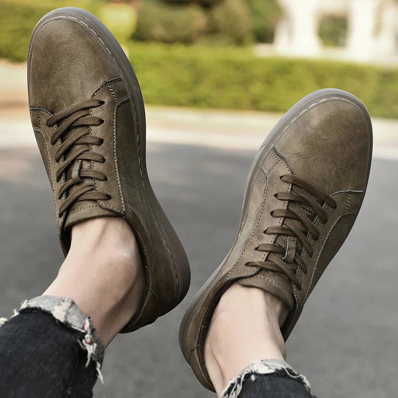 Men's Genuine Leather Minimalist Sneakers