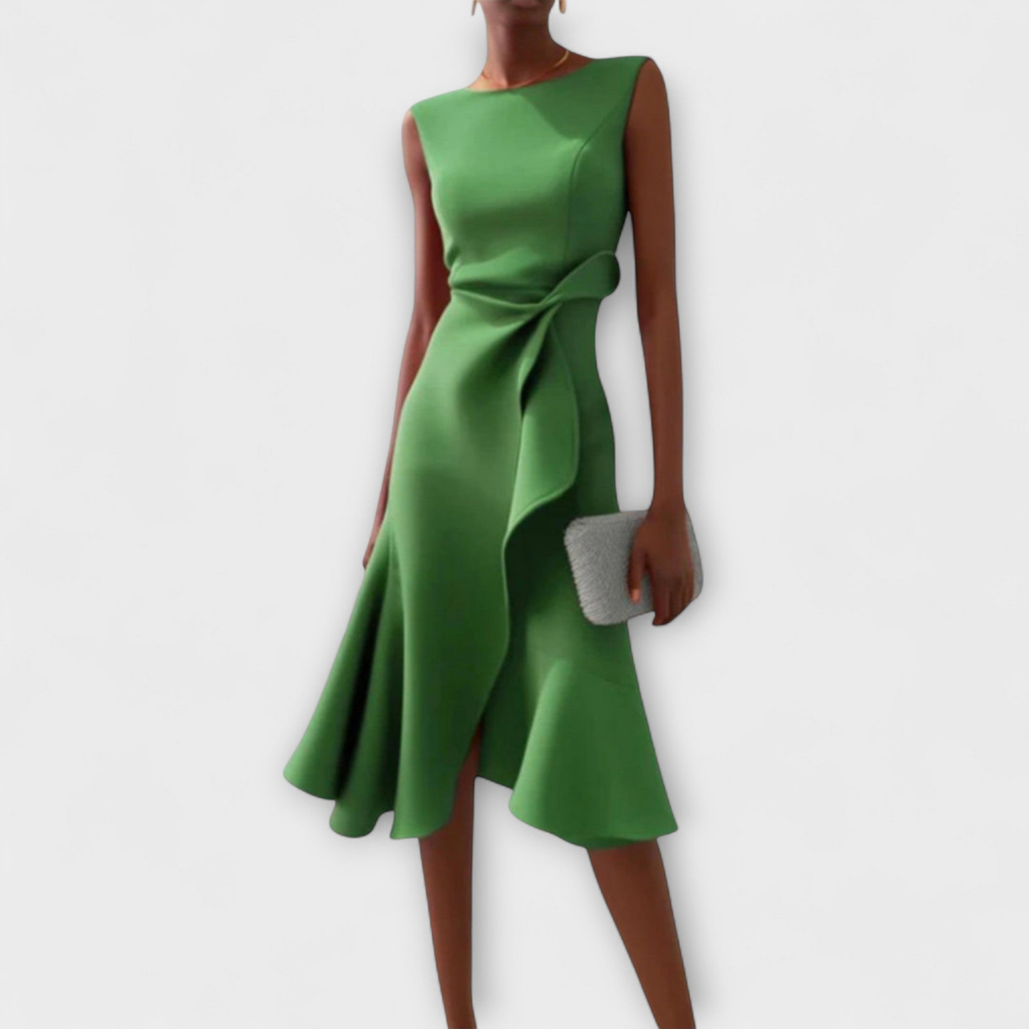 Women’s Draped Midi Dress with Side Knot