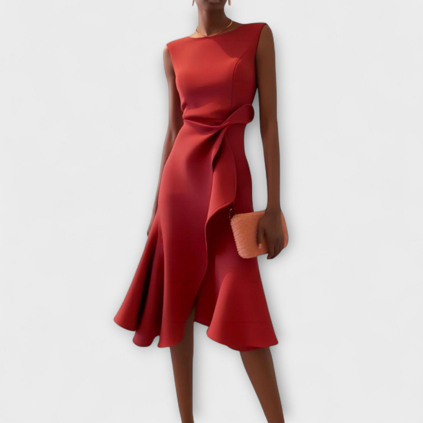 Women’s Draped Midi Dress with Side Knot
