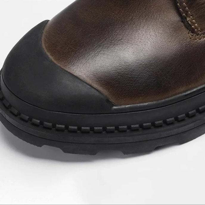 Men’s Vintage Leather Boots with Side Zip
