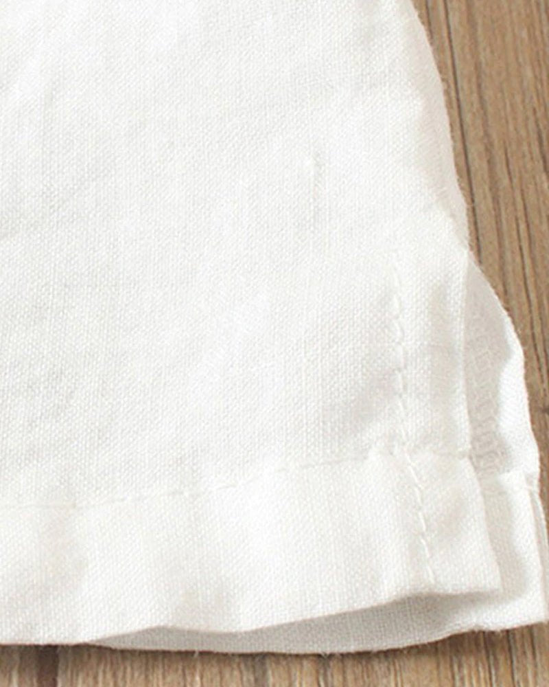 Women’s Linen Tunic Top with Button Detail