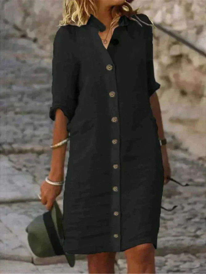 Women’s Linen Button Down Shirt Dress