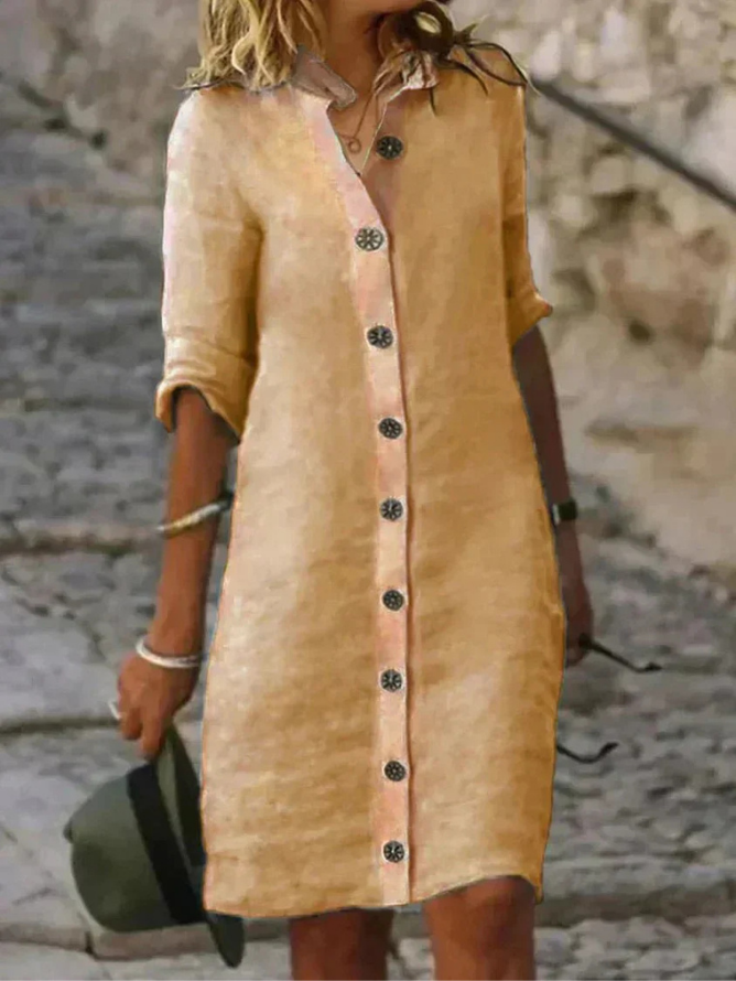 Women’s Linen Button Down Shirt Dress