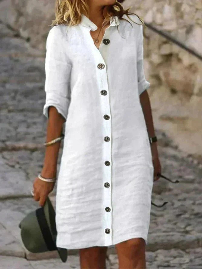 Women’s Linen Button Down Shirt Dress