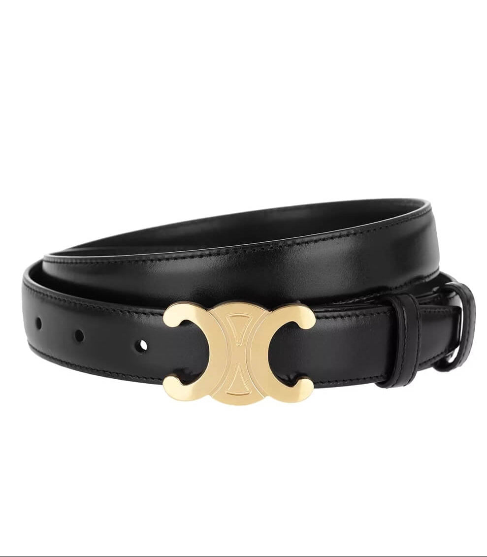 Women’s Leather Belt with Gold Buckle – Elegant & Versatile Style