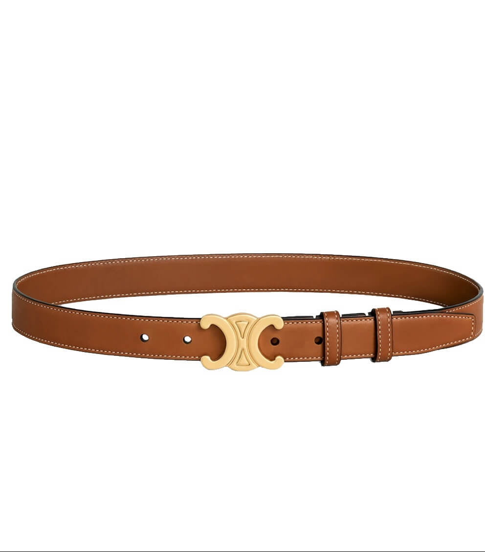 Women’s Leather Belt with Gold Buckle – Elegant & Versatile Style