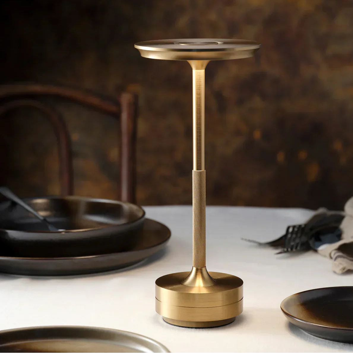 Rechargeable Brass Table Lamp – Modern Wireless LED Accent Light