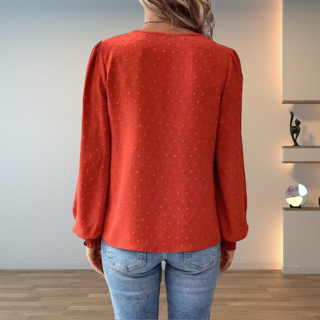 Women’s Lace V-Neck Long Sleeve Blouse