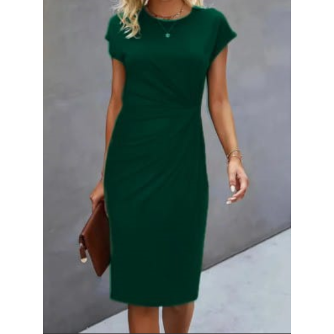 Women’s Ruched Waist Fitted Midi Dress