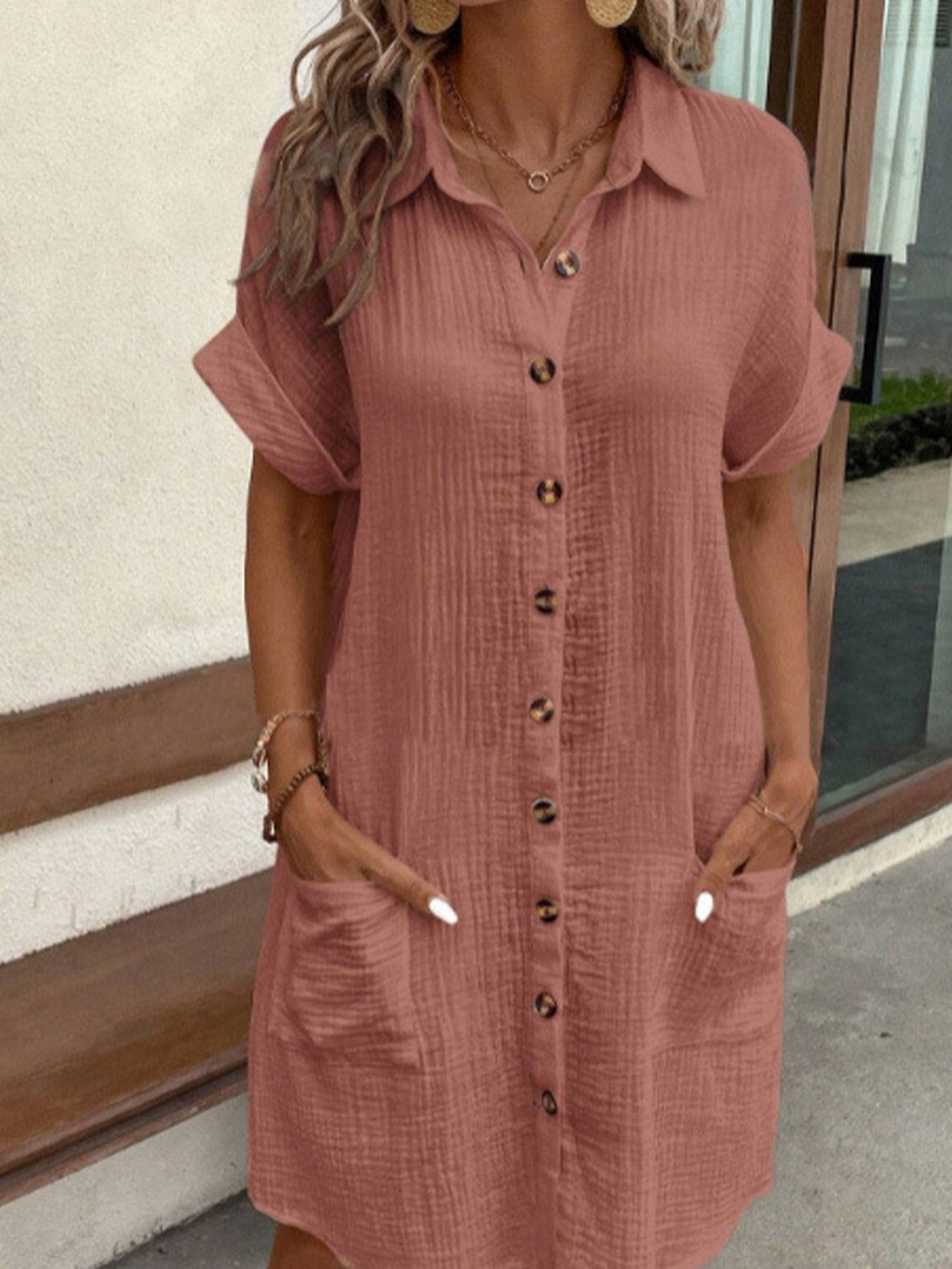 Women’s Button Front Shirt Dress