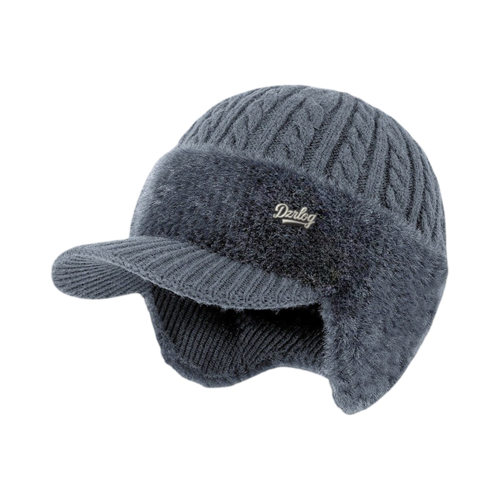 Winter Trapper Hat with Knit Ear Flaps