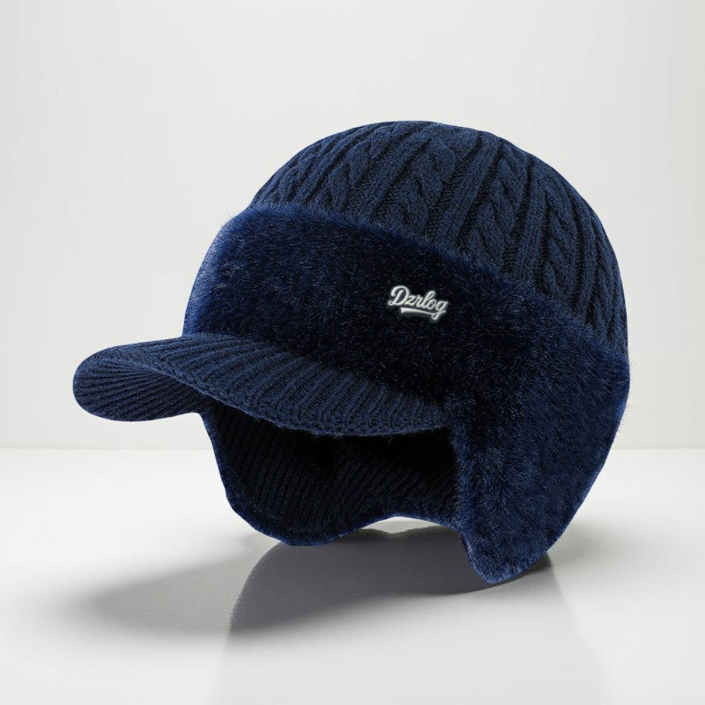 Winter Trapper Hat with Knit Ear Flaps