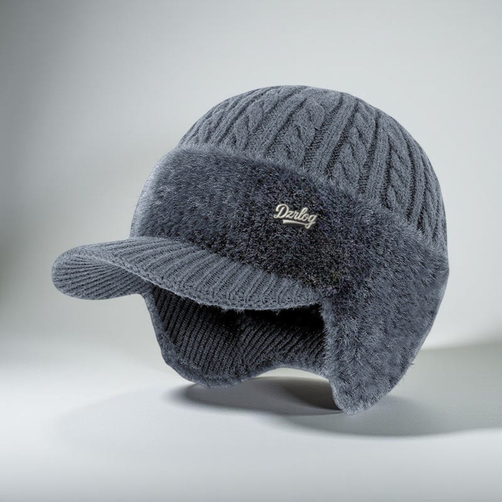 Winter Trapper Hat with Knit Ear Flaps