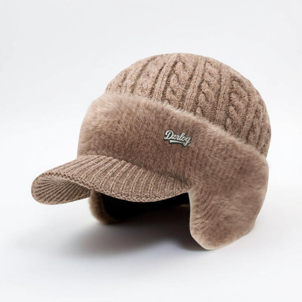 Winter Trapper Hat with Knit Ear Flaps