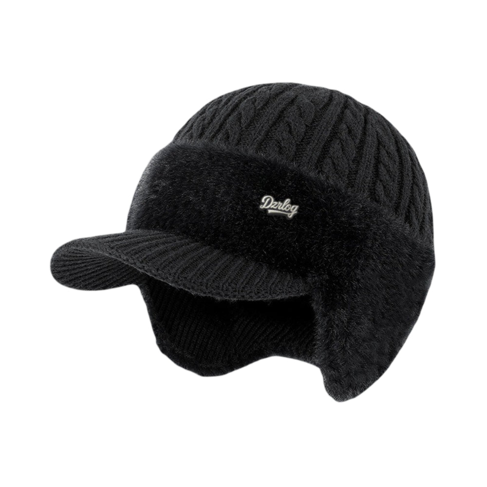 Winter Trapper Hat with Knit Ear Flaps