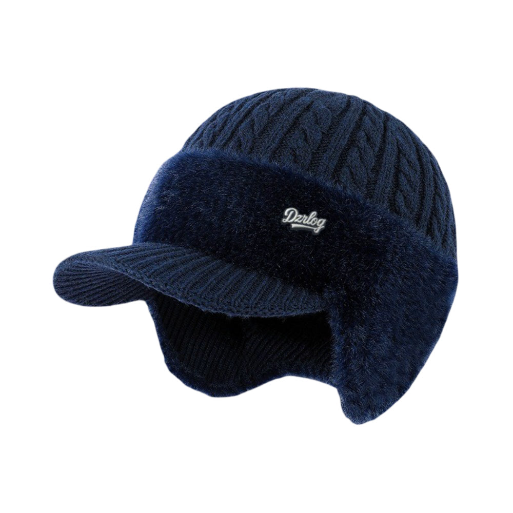 Winter Trapper Hat with Knit Ear Flaps