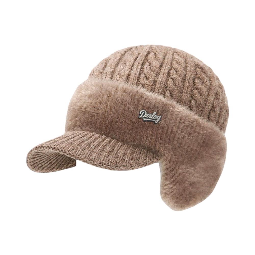 Winter Trapper Hat with Knit Ear Flaps