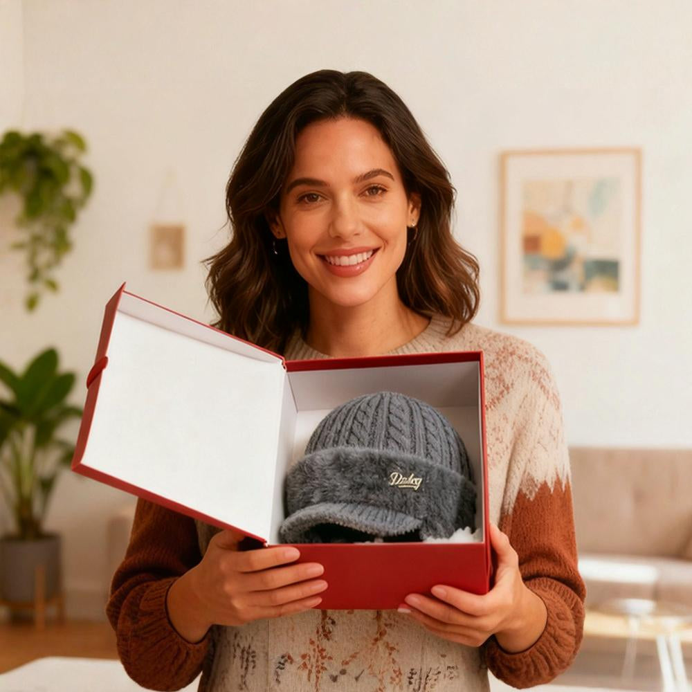 Winter Trapper Hat with Knit Ear Flaps