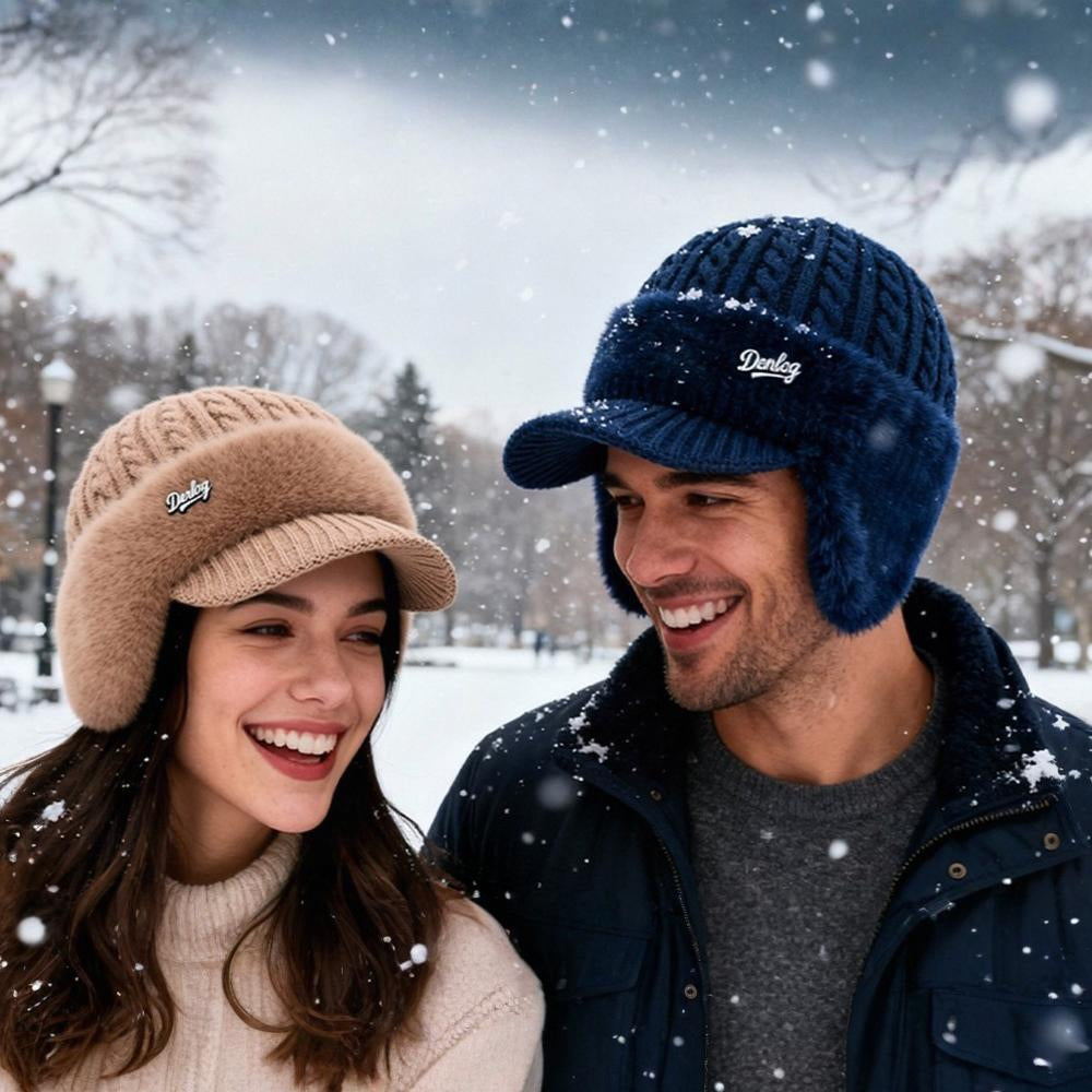 Winter Trapper Hat with Knit Ear Flaps
