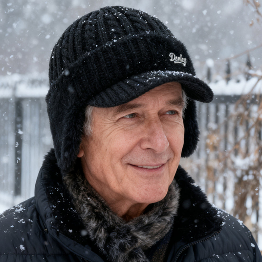 Winter Trapper Hat with Knit Ear Flaps