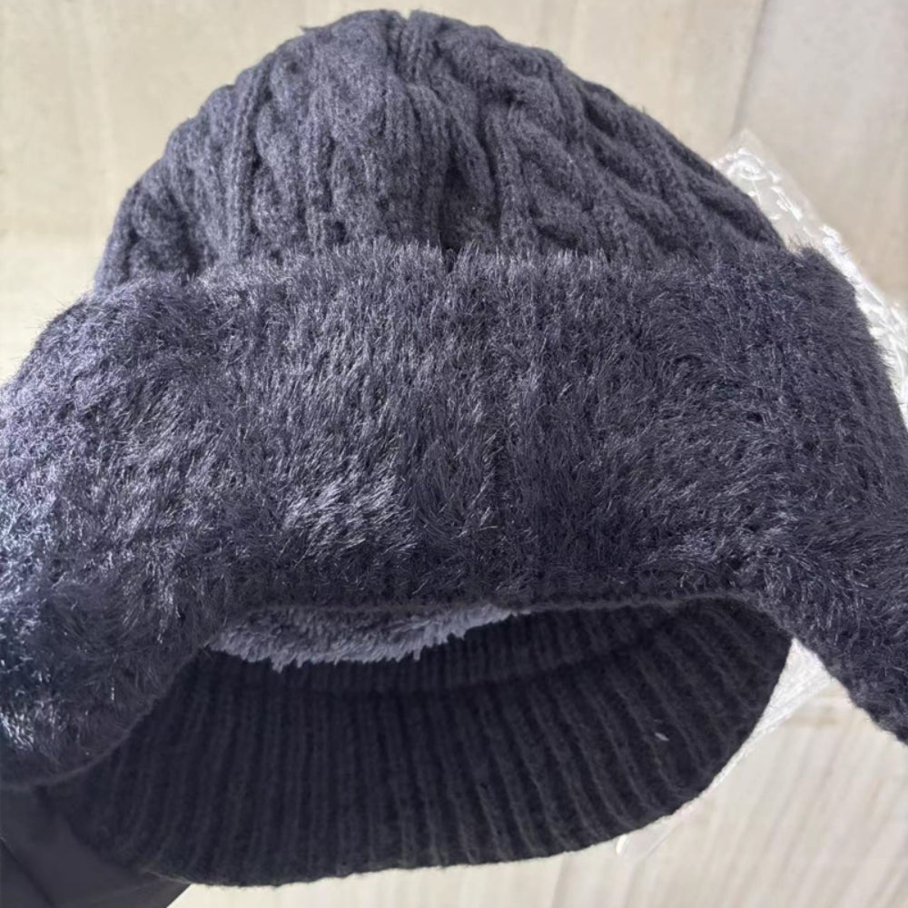 Winter Trapper Hat with Knit Ear Flaps