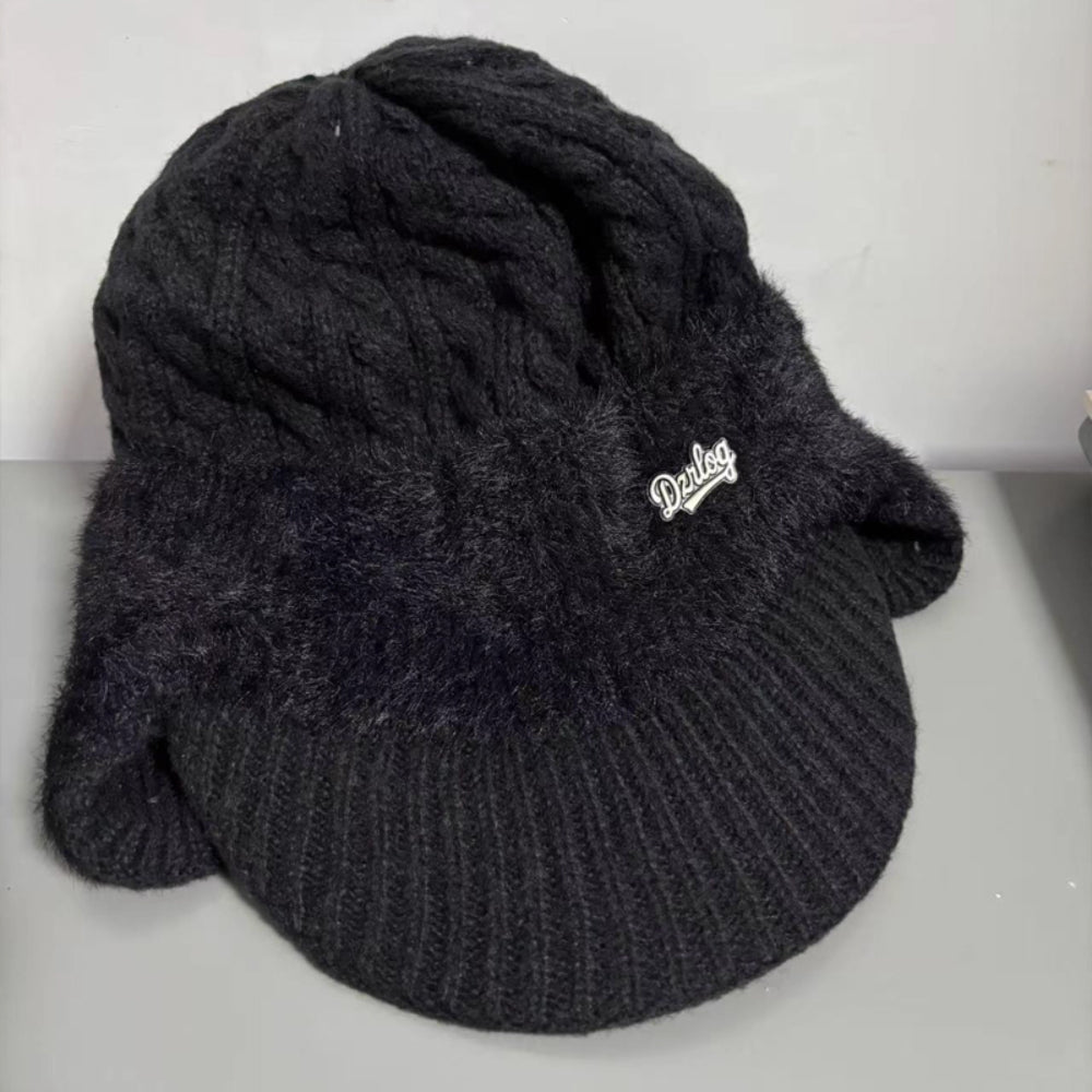 Winter Trapper Hat with Knit Ear Flaps