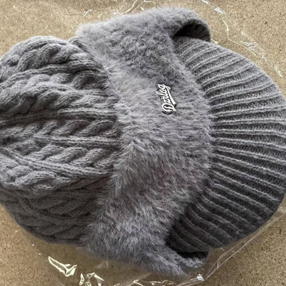 Winter Trapper Hat with Knit Ear Flaps