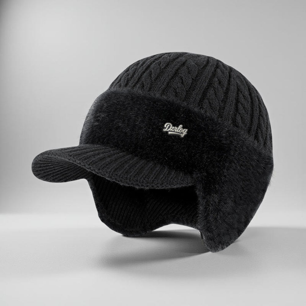 Winter Trapper Hat with Knit Ear Flaps