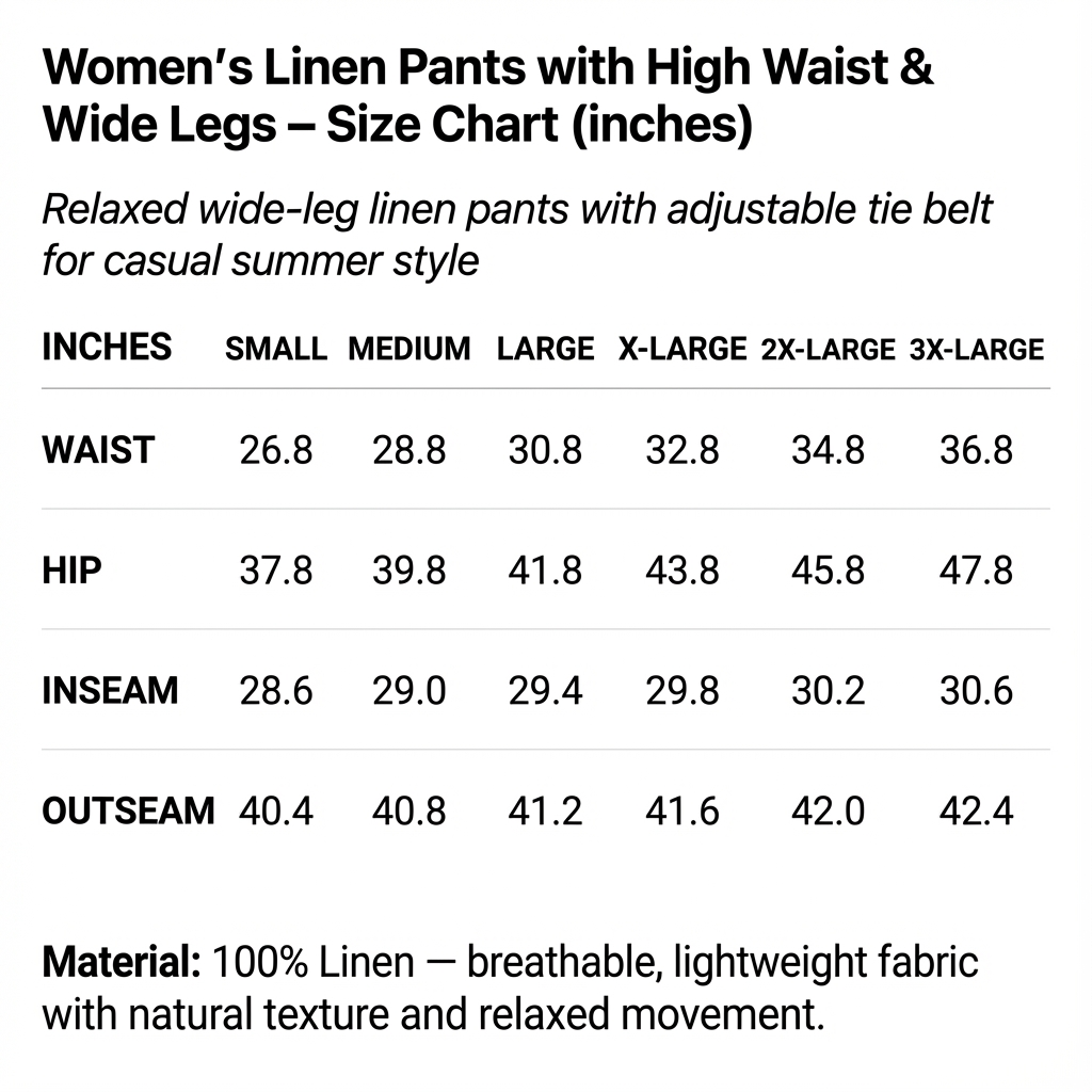 Elena – Women’s Linen Pants, High Waist & Wide Leg