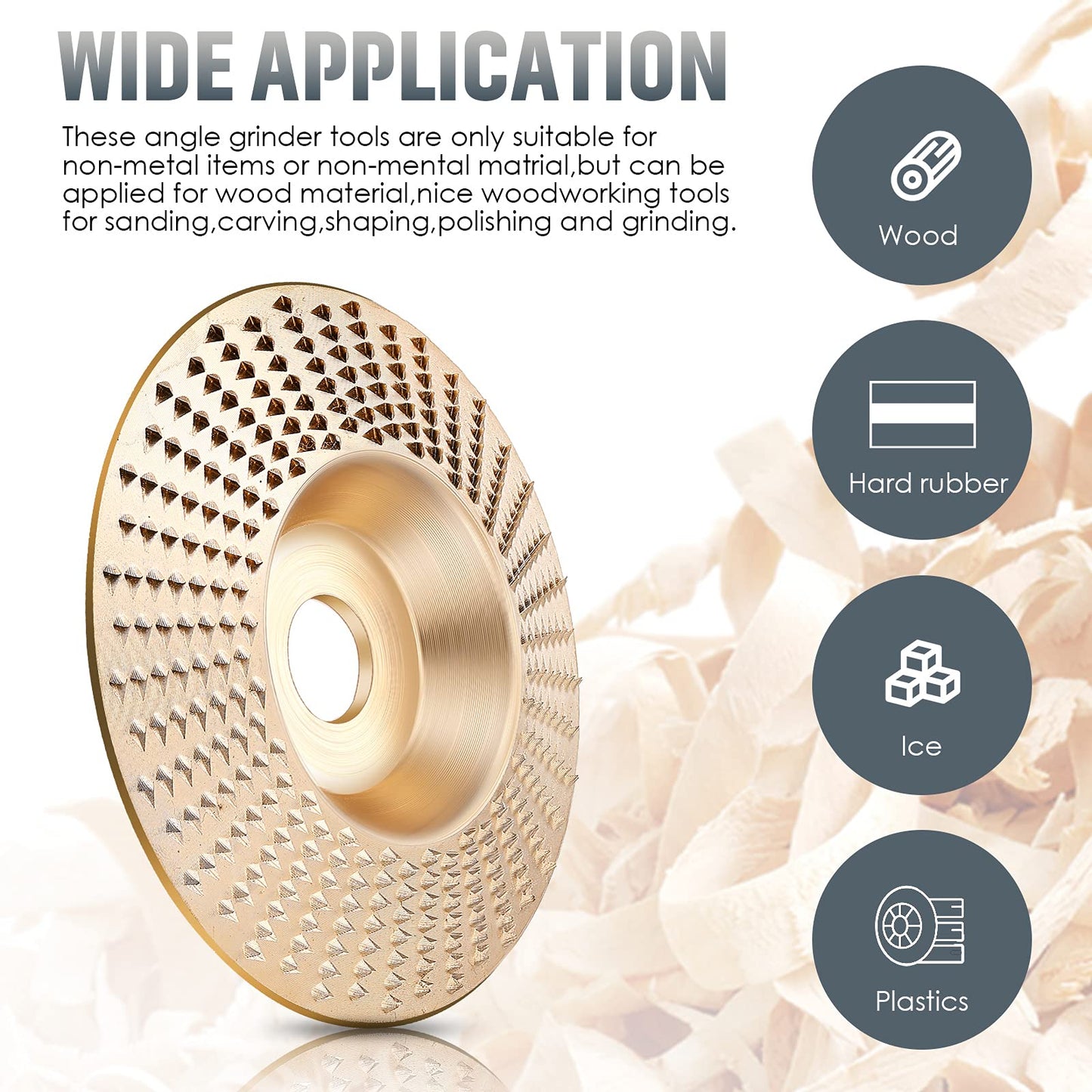 3pc Tungsten Carbide Grinding Disc - 4 inch Wood Carving Wheel
